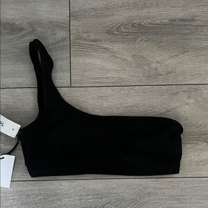 Black One-Shoulder Crop Top